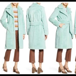Mint faux fur coat